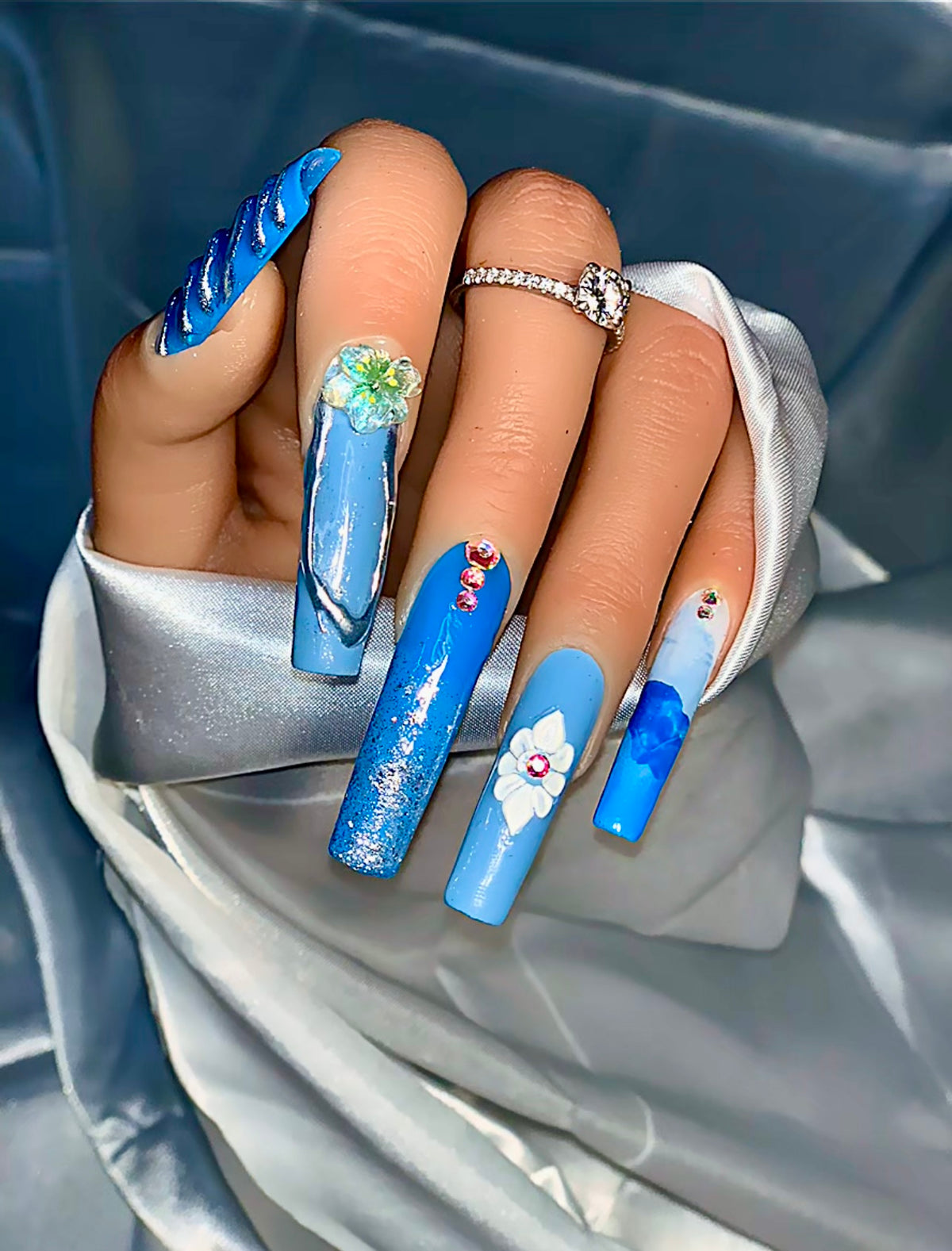 Blue Dream Crystal Fantasy Press-On Nails